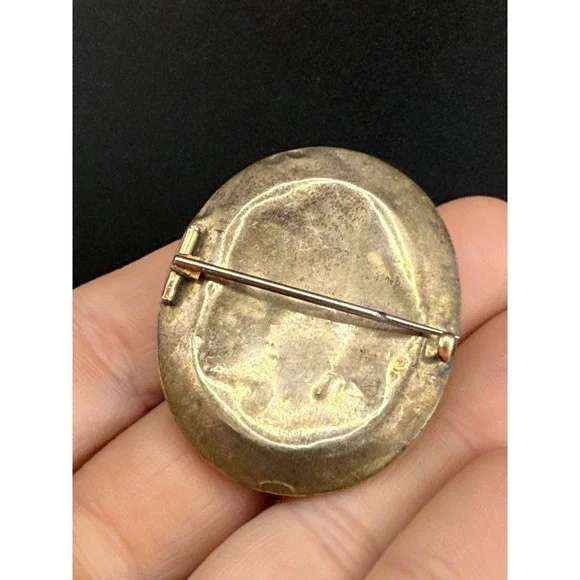 Vintage Victorian Hair Mourning Brooch Gold Tone - Picture 4 of 9